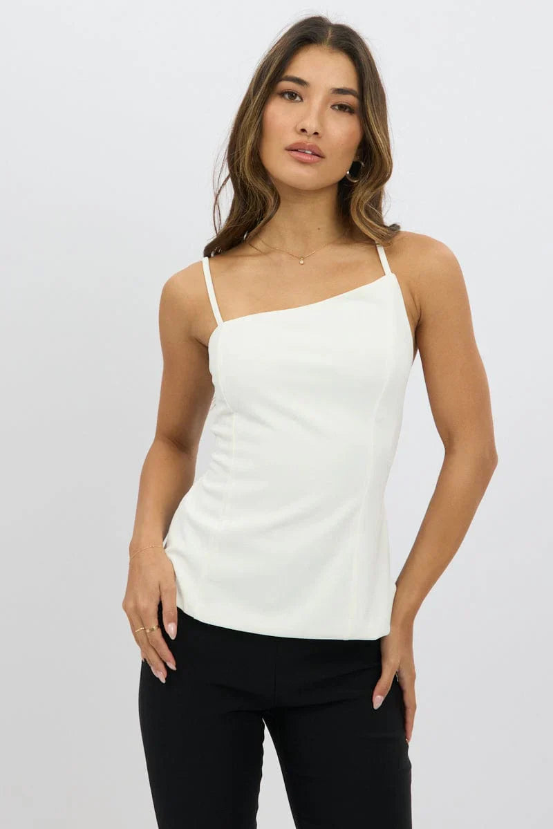 White Singlet Top Backless