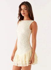 Manuka Ruffle Mini Dress - Yellow