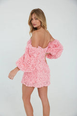 Maylie Flower Applique Mini Dress